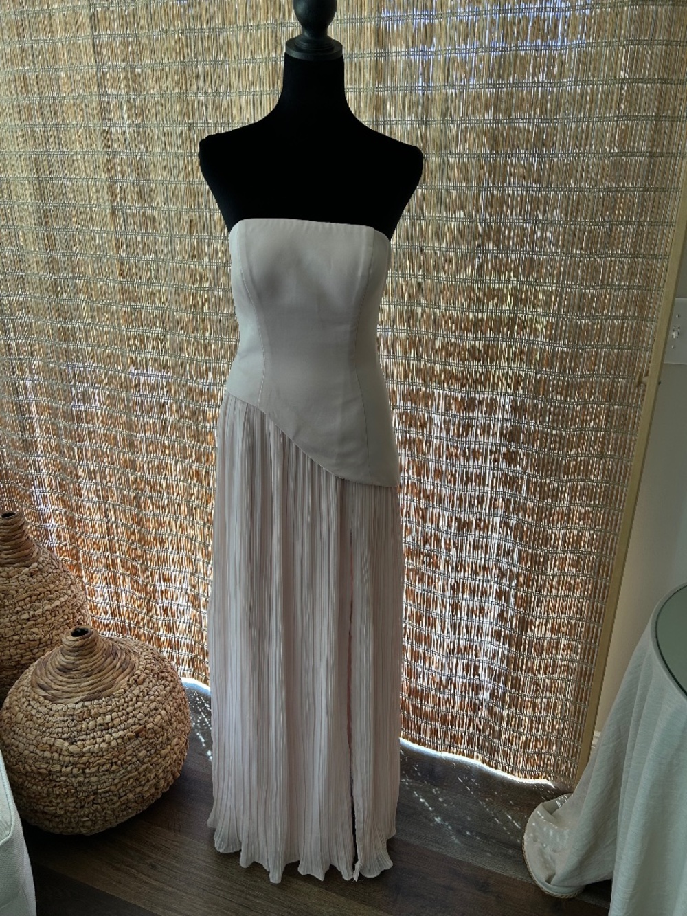 Azazie Atelier Tierney A-line soft pink/peach strapless gown